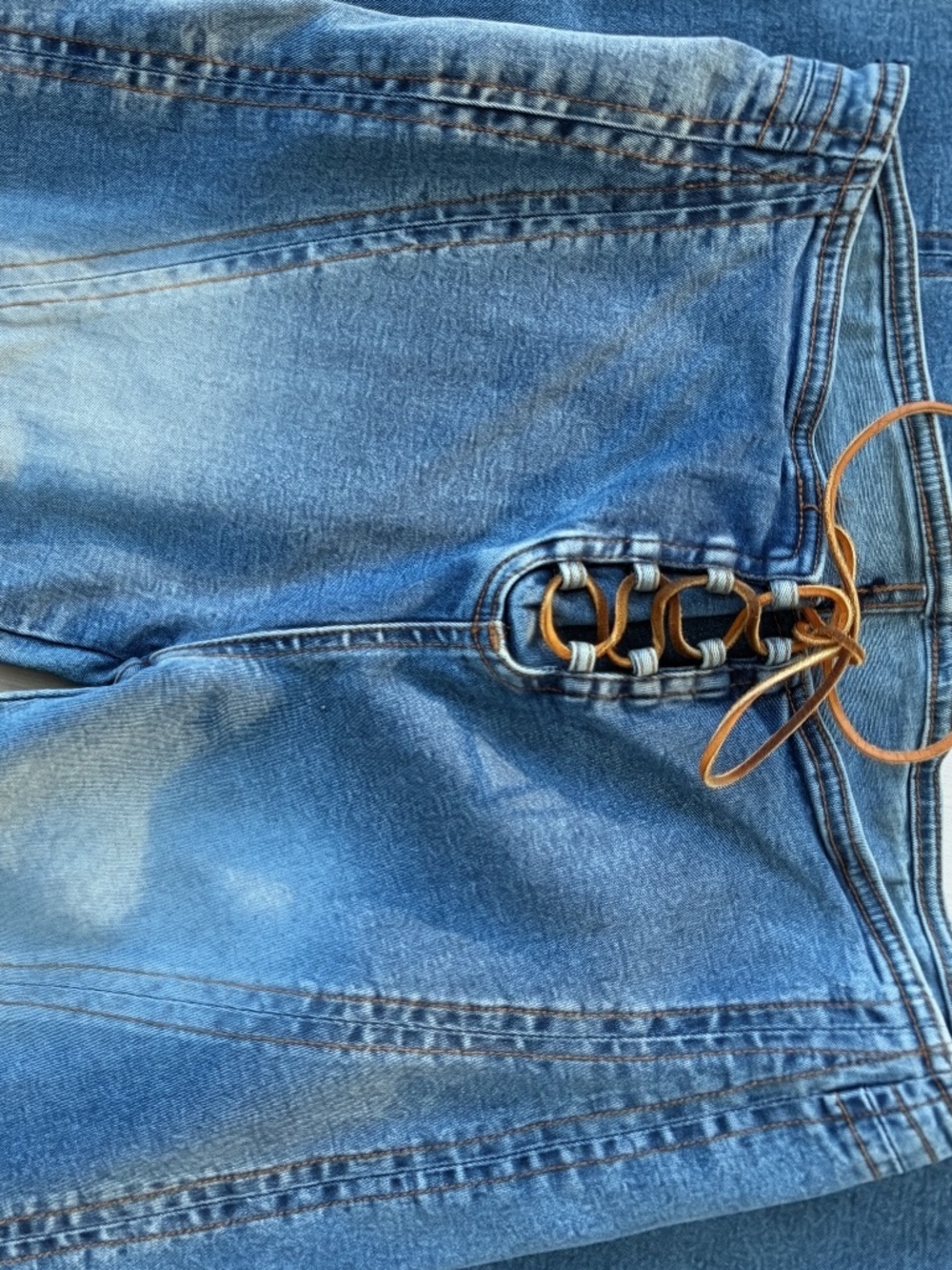 Y2K Z. Cavaricci Lace-Up Flare Jeans Stretch Denim Small 4/6 - Picture 6 of 8